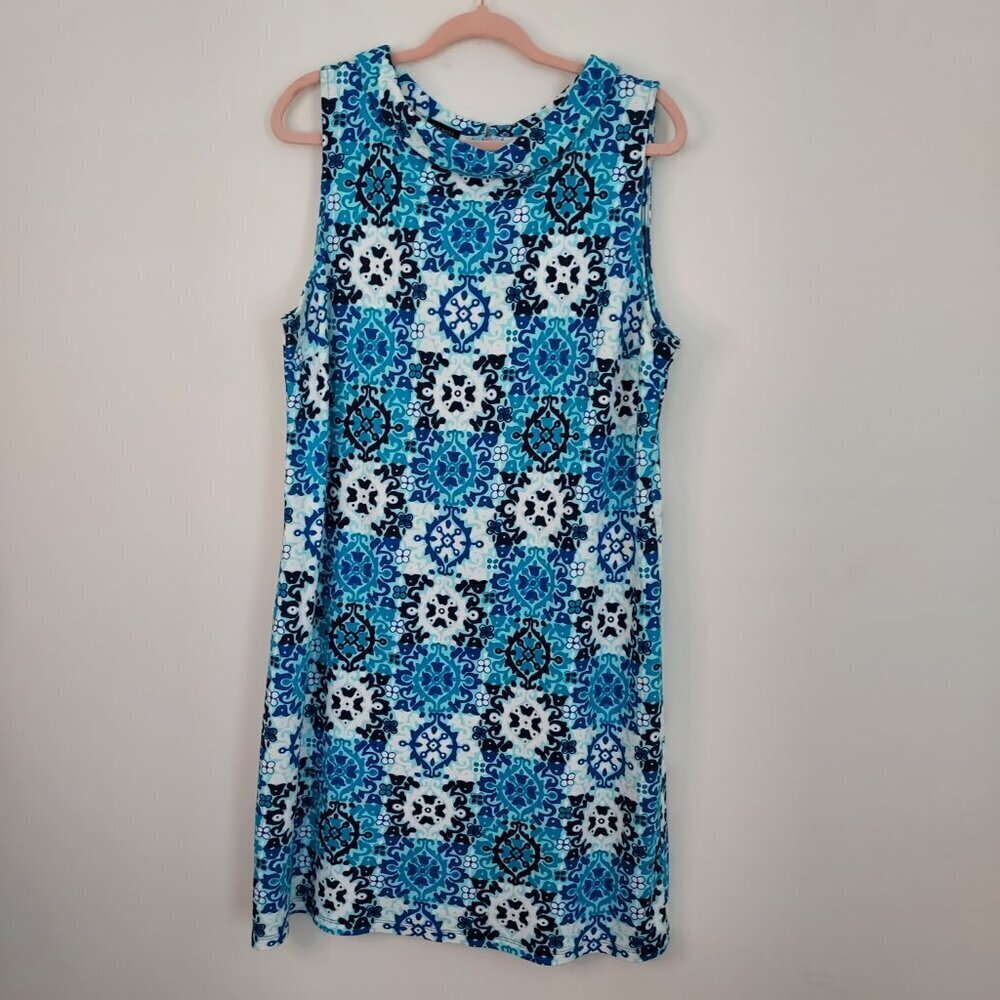 Talbots Audrey-Neck Medallion Tile Interlock Sleeveless Shift Dress Size XLG - Picture 8 of 11